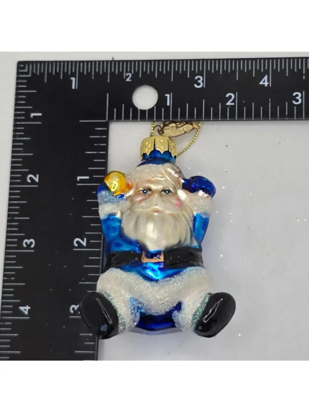 Christmas Ornament Glass Blue Santa Claus Thomas Pacconi Museum Series 2003 VTG